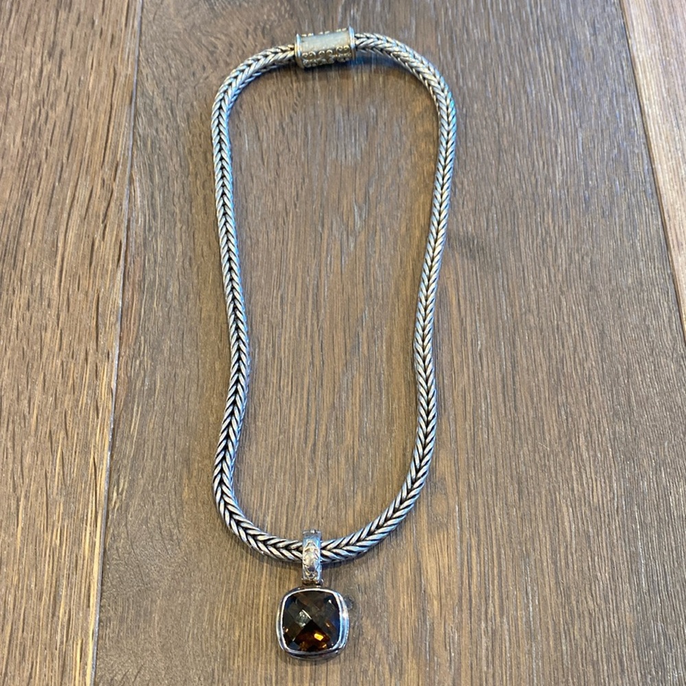 Sara Blaine sterling silver necklace with brown gemstone